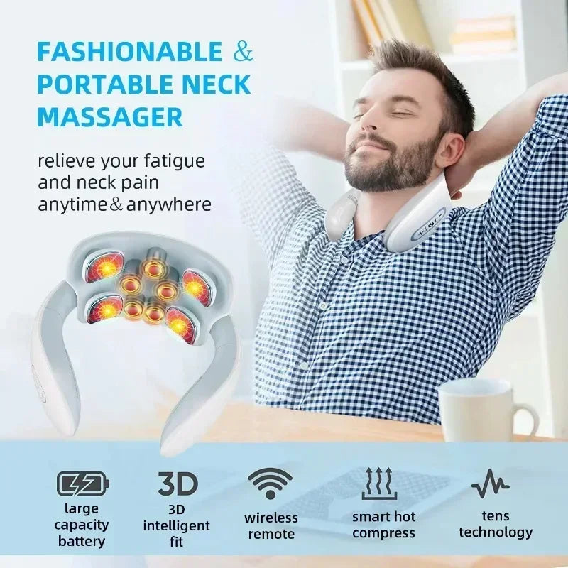 Smart Neck Massage Shoulder Neck Massage Cervical Vertebra Vibrator Heating Relieve Pain Magnetic Pulse Neck Massage Instrument
