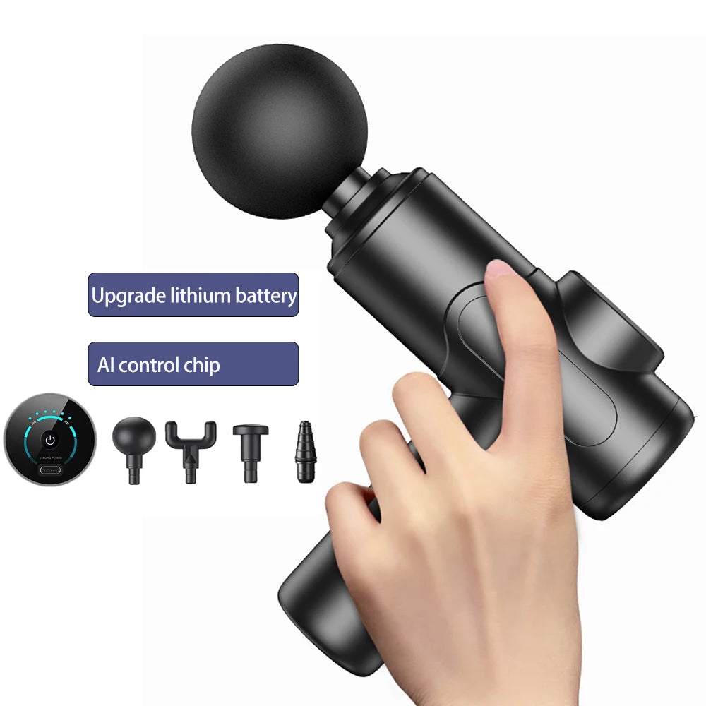 Massage Gun, Deep Tissue Massage for Athletes for Pain Relief, Percussion Massager with 6speeds 4 massge heads